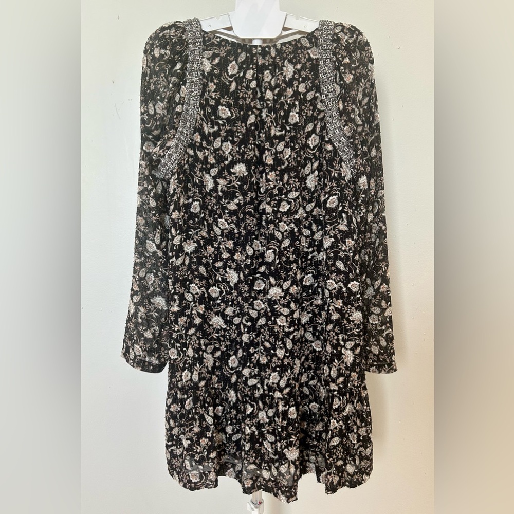 INTERMIX- Ariel Long Sleeve Floral Mini Dress - Picture 3 of 16